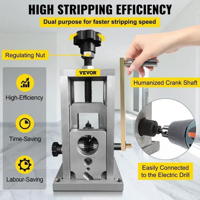 Alt view image 6 of 8 - VEVOR Wire Stripping Machine, 0.06-1.57 inches Drill Powered, Manual Copper Stripper w Heat Treated Steel Ultra Long Lasting Blade, Compact & Portable for Scrap Cable Peeling Recycling