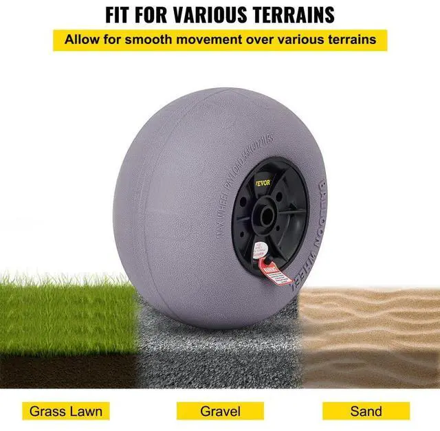 Alt view image 6 of 8 - VEVOR Beach Balloon Wheels, 13" Replacement Sand Tires, TPU Cart Tires for Kayak Dolly, Canoe Cart and Buggy w/Free Air Pump, 2-Pack