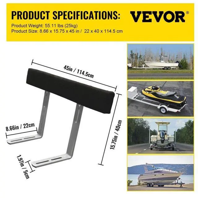 Alt view image 8 of 8 - VEVOR Boat Trailer Guide-ons, 48", 2PCS Rustproof Steel Trailer Guide ons, Trailer Guides with Carpet-Padded Boards, Mounting Parts Included, for Ski Boat, Fishing Boat or Sailboat Trailer