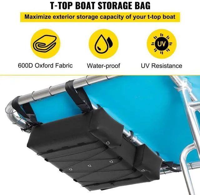 Alt view image 3 of 8 - VEVOR T-Top Storage Bag, for 4 Type II Life Jackets, w/ a Boat Trash Bag, 600D OxfordFabric Life Vests Storage Bag for Most T-Top Boats, Bimini Tops and Pontoon Tops (Life Jackets not Included)