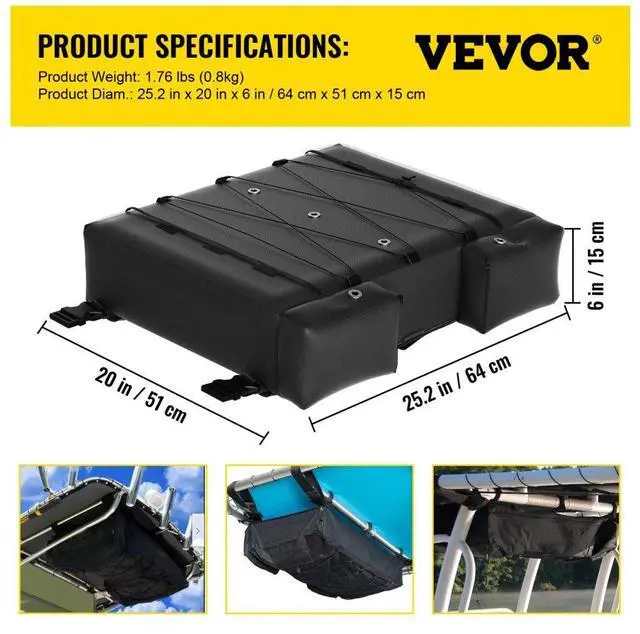 Alt view image 8 of 8 - VEVOR T-Top Storage Bag, for 4 Type II Life Jackets, w/ a Boat Trash Bag, 600D OxfordFabric Life Vests Storage Bag for Most T-Top Boats, Bimini Tops and Pontoon Tops (Life Jackets not Included)