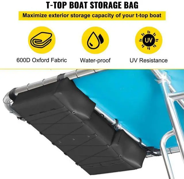 Alt view image 3 of 8 - VEVOR T-Top Storage Bag, for 6 Type II Life Jackets, w/ a Boat Trash Bag, 600D OxfordFabric Life Vests Storage Bag for Most T-Top Boats, Bimini Tops and Pontoon Tops (Life Jackets not Included)