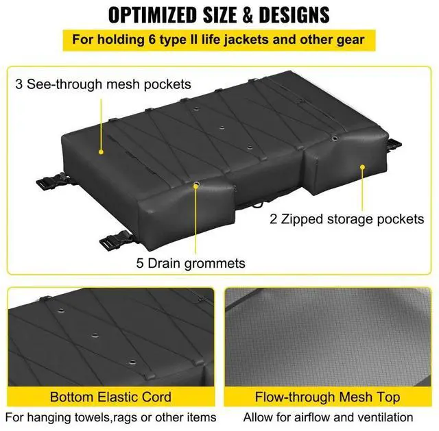 Alt view image 4 of 8 - VEVOR T-Top Storage Bag, for 6 Type II Life Jackets, w/ a Boat Trash Bag, 600D OxfordFabric Life Vests Storage Bag for Most T-Top Boats, Bimini Tops and Pontoon Tops (Life Jackets not Included)