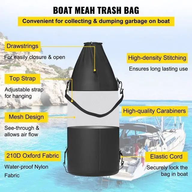 Alt view image 5 of 8 - VEVOR T-Top Storage Bag, for 6 Type II Life Jackets, w/ a Boat Trash Bag, 600D OxfordFabric Life Vests Storage Bag for Most T-Top Boats, Bimini Tops and Pontoon Tops (Life Jackets not Included)