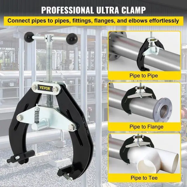 Alt view image 3 of 8 - VEVOR Pipe Clamp, 2 to 6 in, High Strength Ultra Clamp with Quick Acting Screws, Steel Pipe Alignment Tool with Lightweight Design, Black