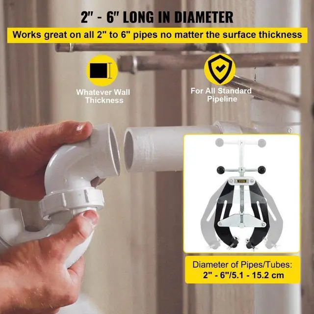 Alt view image 4 of 8 - VEVOR Pipe Clamp, 2 to 6 in, High Strength Ultra Clamp with Quick Acting Screws, Steel Pipe Alignment Tool with Lightweight Design, Black