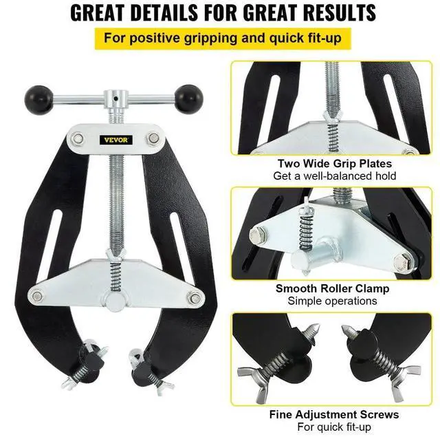 Alt view image 7 of 8 - VEVOR Pipe Clamp, 2 to 6 in, High Strength Ultra Clamp with Quick Acting Screws, Steel Pipe Alignment Tool with Lightweight Design, Black