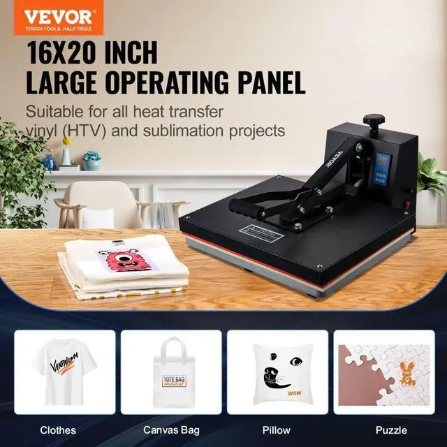 Alt view image 3 of 8 - VEVOR Heat Press 16x20, 1700W Power Heat Press Machine, Fast Heating, High Pressure Heat Press Machine for T-Shirt, Digital Industrial Sublimation Printer for Heat Transfer Vinyl, Easy to Use, Black