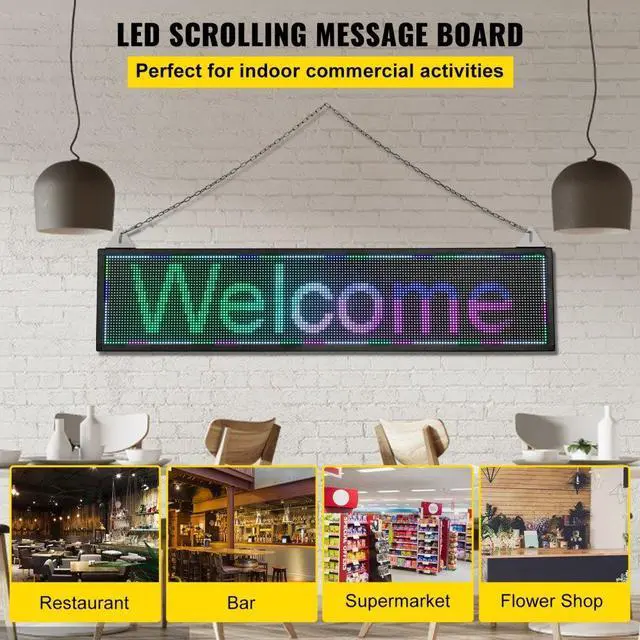 Alt view image 3 of 8 - VEVOR LED Scrolling Sign, 40" x 9" WiFi & USB Control, Full Color P6 Programmable Display, Indoor High Resolution Message Board, High Brightness Electronic Sign, Perfect Solution for Advertising