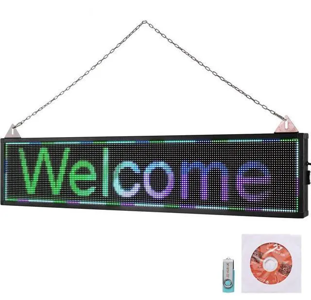 Alt view image 2 of 8 - VEVOR LED Scrolling Sign, 40" x 9" WiFi & USB Control, Full Color P6 Programmable Display, Indoor High Resolution Message Board, High Brightness Electronic Sign, Perfect Solution for Advertising