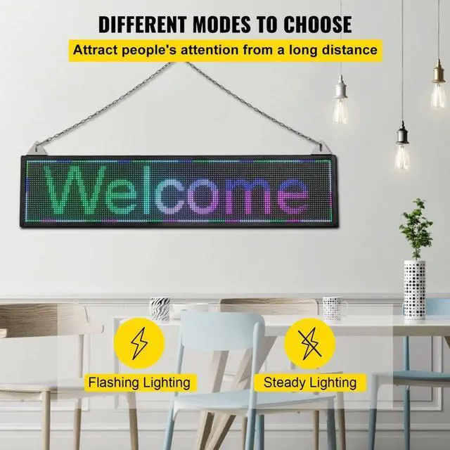 Alt view image 5 of 8 - VEVOR LED Scrolling Sign, 40" x 9" WiFi & USB Control, Full Color P6 Programmable Display, Indoor High Resolution Message Board, High Brightness Electronic Sign, Perfect Solution for Advertising