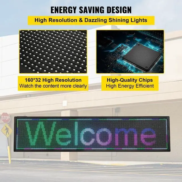 Alt view image 6 of 8 - VEVOR LED Scrolling Sign, 40" x 9" WiFi & USB Control, Full Color P6 Programmable Display, Indoor High Resolution Message Board, High Brightness Electronic Sign, Perfect Solution for Advertising