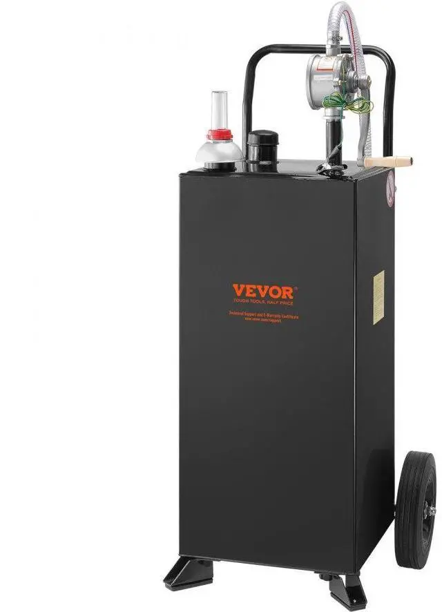 Alt view image 2 of 8 - VEVOR 30 Gallon Gas Caddy, Fuel Storage Tank with Wheels, Portable Fuel Caddy with Manuel Transfer Pump, Gasoline Diesel Fuel Container for Cars, Lawn Mowers, ATVs, Boats, More, Black