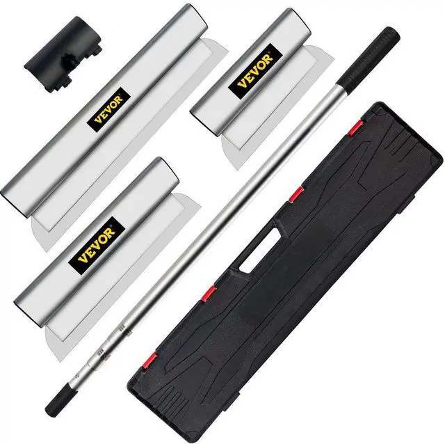 Alt view image 2 of 15 - VEVOR Skimming Blade Set,10"+24"+32" Blades + 35"-78" Extension HandleEuropean Stainless Steel Construction Knife, Aluminum Blade Profile Smoothing Knockdown Spatula for Gyprock/Drywall/Wall-Board