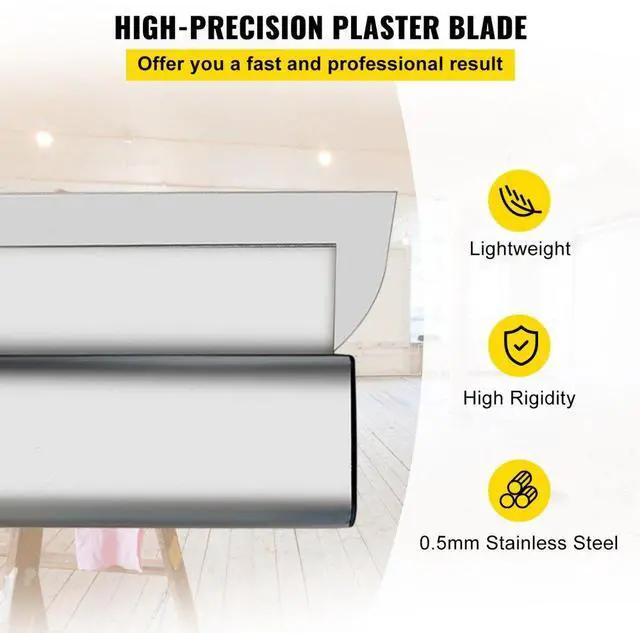 Alt view image 4 of 15 - VEVOR Skimming Blade Set,10"+16"+24" Blades + 35"-78" Extension HandleEuropean Stainless Steel Construction Knife, Aluminum Blade Profile Smoothing Knockdown Spatula for Gyprock/Drywall/Wall-Board