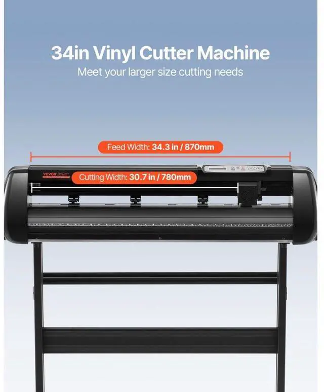 Alt view image 3 of 8 - VEVOR Vinyl Cutter Machine, 34in Offline Bluetooth Cutting Plotter Machine, 400in/10m Steel Roller Shaft Adjustable Speed Force, SignMaster Software Tool DIY Craft Kit for Sign Making Windows & Mobile