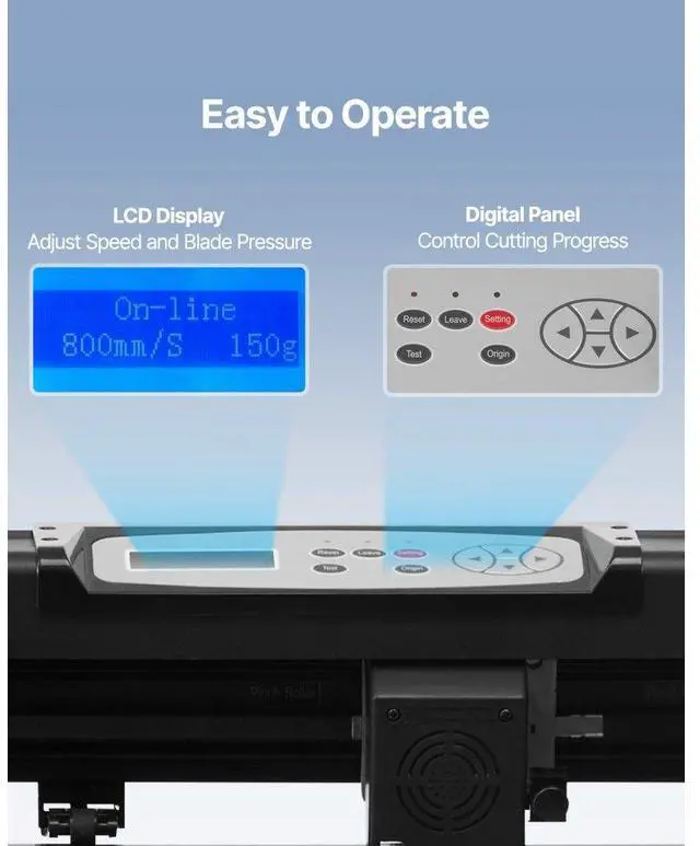 Alt view image 5 of 8 - VEVOR Vinyl Cutter Machine, 34in Offline Bluetooth Cutting Plotter Machine, 400in/10m Steel Roller Shaft Adjustable Speed Force, SignMaster Software Tool DIY Craft Kit for Sign Making Windows & Mobile