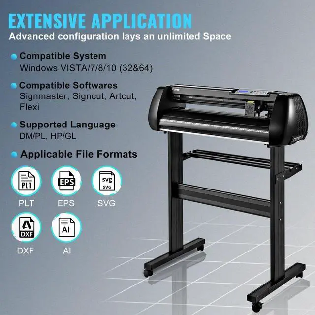 Alt view image 7 of 8 - VEVOR Vinyl Cutter Machine, 34in Offline Bluetooth Cutting Plotter Machine, 400in/10m Steel Roller Shaft Adjustable Speed Force, SignMaster Software Tool DIY Craft Kit for Sign Making Windows & Mobile
