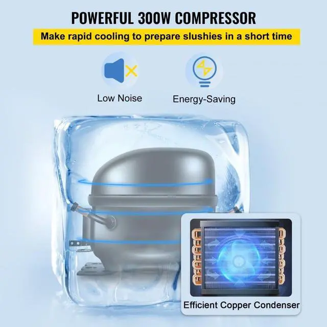 Alt view image 5 of 8 - VEVOR Commercial Slushy Machine, 6L/1.6 Gallons 25 Cups Single-Bowl, 300W 110V, Stainless Steel Margarita Smoothie Frozen Drink Maker, Slushie Machine for Supermarkets Cafes Restaurants Bars Home Use