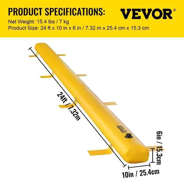 Alt view image 8 of 8 - VEVOR Flood Barrier, 24 ft Length x 6 in Height Sandbag Alternative, Water Barrier for Flooding with Great Waterproof Effect, Reusable PVC Water Diversion Tubes, Flood Barriers for Home, Door, Garage