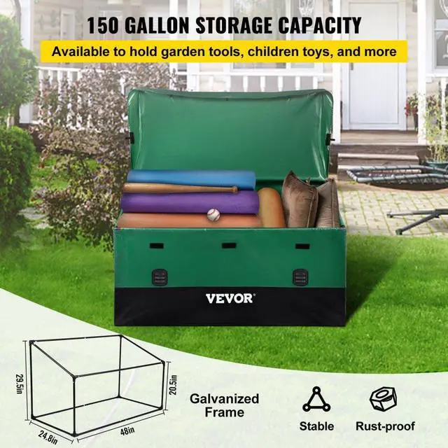 Alt view image 5 of 8 - VEVOR Outdoor Storage Box Patio Deck Box 150 Gallon Waterproof PE Tarpaulin