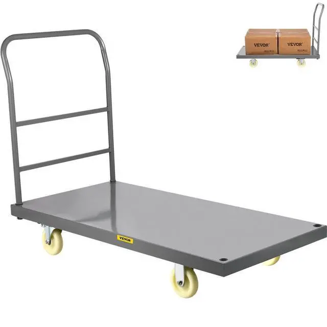 Alt view image 2 of 8 - VEVOR Platform Truck 2000 lbs Capacity 47" x 24" x 32" Flatbed Cart Hand Truck