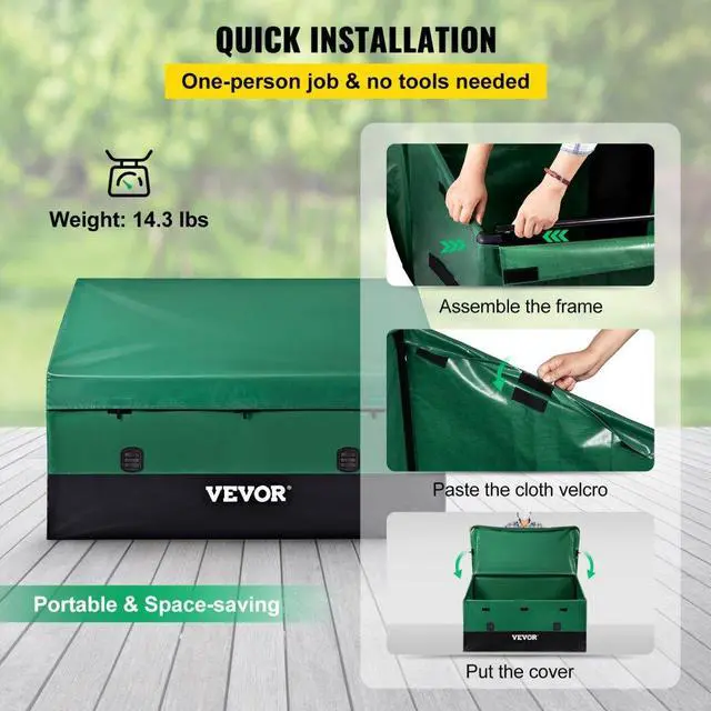 Alt view image 7 of 8 - VEVOR Outdoor Storage Box Patio Deck Box 150 Gallon Waterproof PE Tarpaulin