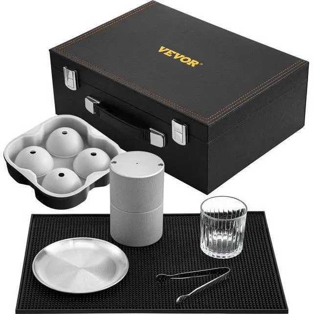 Alt view image 2 of 8 - VEVOR Ice Ball Press Kit, Anodized 7075 Aluminum, w/ Silicone Moulds, Large Mat, Stainless Steel Tong & Two Glasses, Double Size Crystal Clear Rounds for Whiskeys, Cocktails on Parties & Holidays