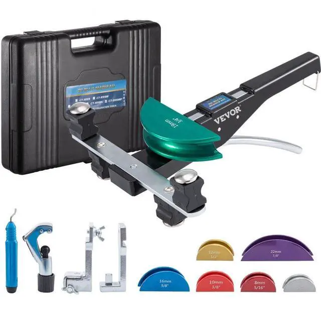 Alt view image 2 of 8 - VEVOR Copper Pipe Bender, 7 Colorful Dies 1/4-7/8 inch 90 Degrees Forward and Reverse Bending, 6-22 mm for Copper & Aluminum Tubes with Reverse Bend Attachment