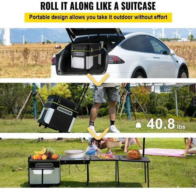 Alt view image 7 of 8 - VEVOR Outdoor Mobile Kitchen, Portable Multifunctional Camp Box with Wheels All in One Integrated Cooking Station with Windproof Stove, Folding Tables Storage Organizer, Black