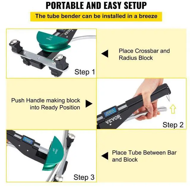 Alt view image 7 of 8 - VEVOR Copper Pipe Bender, 7 Colorful Dies 1/4-7/8 inch 90 Degrees Forward and Reverse Bending, 6-22 mm for Copper & Aluminum Tubes with Reverse Bend Attachment