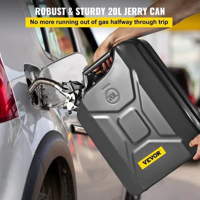 Alt view image 3 of 8 - VEVOR Jerry Fuel Can, 5.3 Gallon / 20 L Portable Jerry Gas Can with Flexible Spout System, Rustproof Heat-resistant Steel Fuel Tank for Cars Trucks Equipment, Black