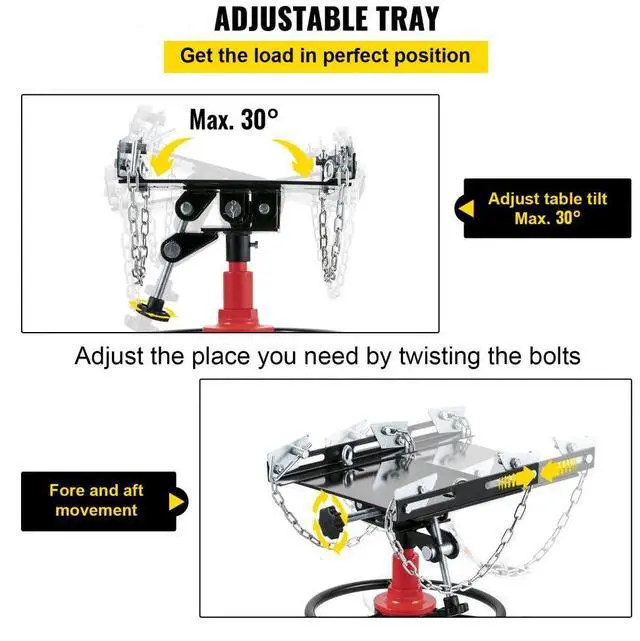Alt view image 5 of 15 - VEVOR Transmission Jack,1/2Ton/1100lbs Capacity Hydraulic Telescopic Transmission Jack, 2-Stage Floor Jack Stand with Foot Pedal, 360 Swivel Wheel, Garage/Shop Lift Hoist, Red