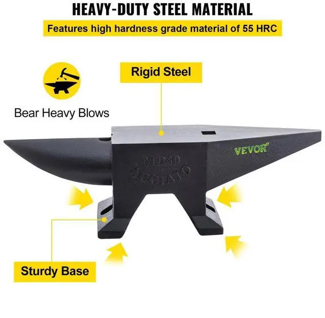 Alt view image 4 of 15 - VEVOR Cast Iron Anvil, 88 Lbs(40kg) Single Horn Anvil with Large Countertop and Stable Base, High Hardness Rugged Round Horn Anvil Blacksmith, for Bending, Shaping