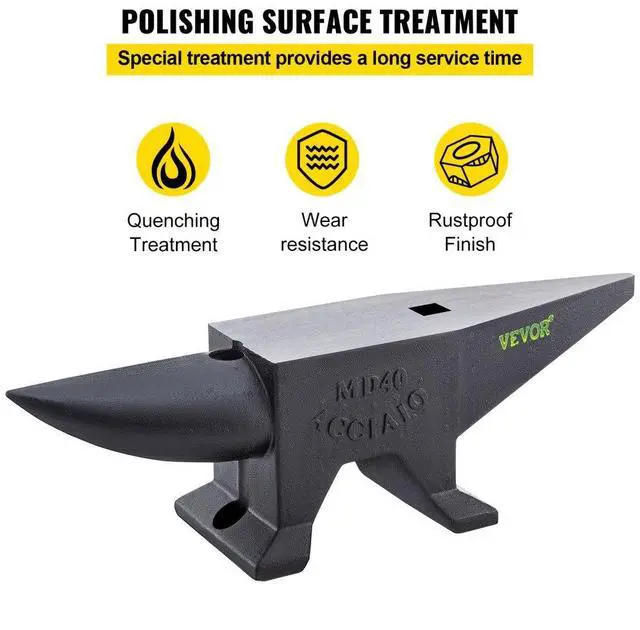 Alt view image 6 of 15 - VEVOR Cast Iron Anvil, 88 Lbs(40kg) Single Horn Anvil with Large Countertop and Stable Base, High Hardness Rugged Round Horn Anvil Blacksmith, for Bending, Shaping