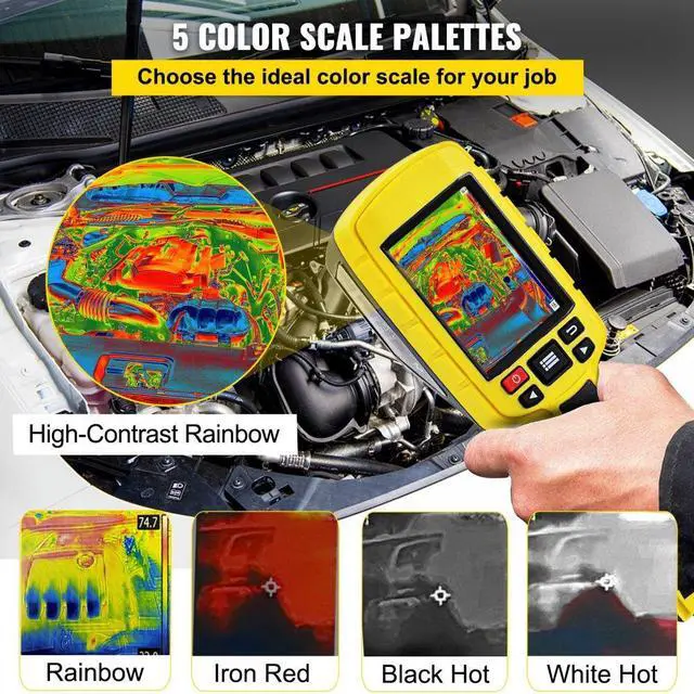 Alt view image 6 of 9 - VEVOR Thermal Imaging Camera, 60x60 (3600 Pixels) IR Resolution Infrared Camera with 2.8" Color Display Screen, Built-in SD Card and Li-ion Battery, for HVAC, Electrical System Automatic Detect