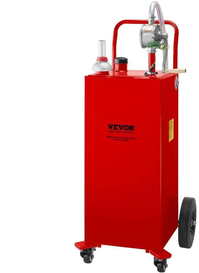 Alt view image 2 of 15 - VEVOR 30 Gallon Fuel Caddy, Gas Storage Tank & 4 Wheels, with Manuel Transfer Pump, Gasoline Diesel Fuel Container for Cars, Lawn Mowers, ATVs, Boats, More, Red