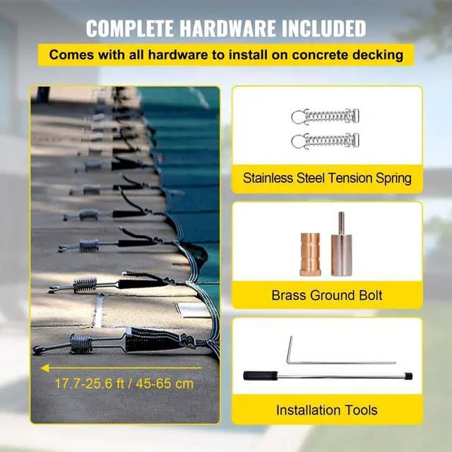 Alt view image 6 of 8 - VEVOR IngroundPool Safety Cover, 20ftx 42 ftRectangular Winter Pool Cover,Triple Stitched, High Strength Mesh PP Material with Good Rain Permeability, Installation Hardware Included, Green
