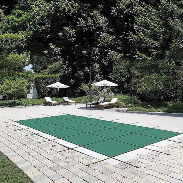 Alt view image 2 of 8 - VEVOR IngroundPool Safety Cover, 14ftx 26 ftRectangular Winter Pool Cover,Triple Stitched, High Strength Mesh PP Material with Good Rain Permeability, Installation Hardware Included, Green