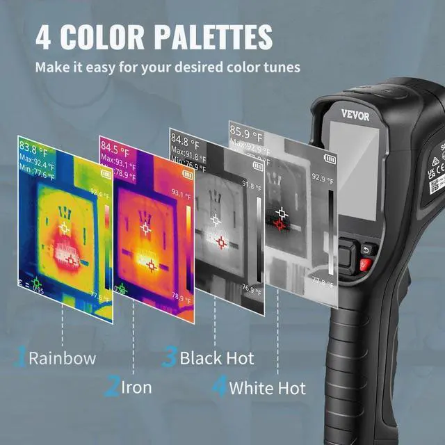 Alt view image 5 of 8 - VEVOR Thermal Imaging Camera, 240x180 IR Resolution (43200 Pixels), 20Hz Refresh Rate Infrared Camera with -4~662 Temperature Range, 16G Built-in SD Card, and Rechargeable Li-ion Battery