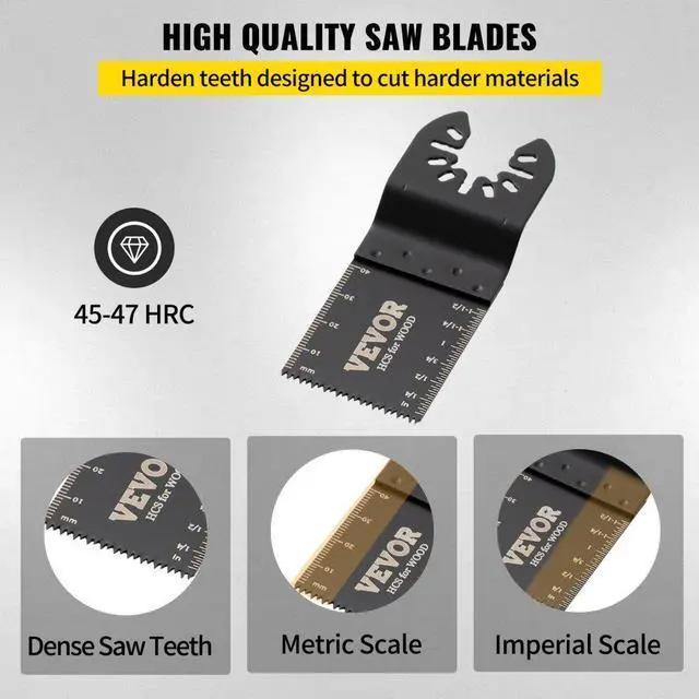 Alt view image 6 of 8 - VEVOR 100PCS Oscillating Saw Blades, Quick Release Multitool Blades Kit, HCS Tool Blades for Wood Plastic Metal Nails Bolts, Compatible with Dewalt Dremel Fein Worx Bosch Makita Milwaukee