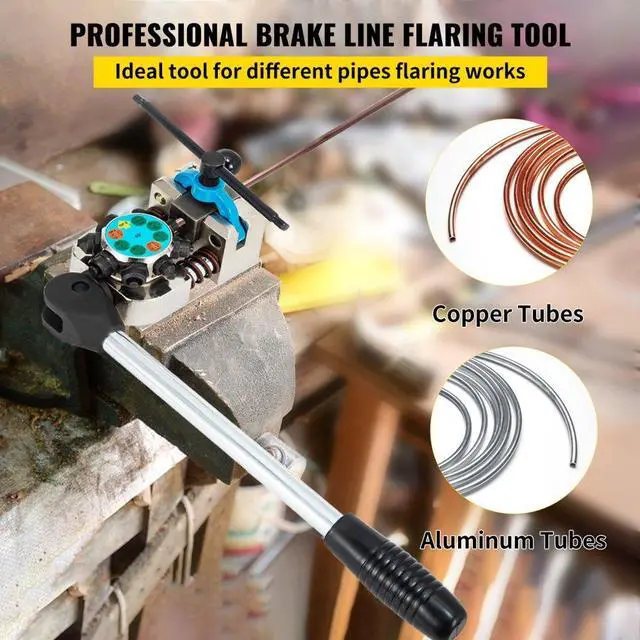 Alt view image 3 of 8 - VEVOR Brake Line Flaring Tool, 45 Degree Single, Double, and Bubble Flares for 3/16", 1/4", 5/16" and 3/8" Tube Size, Suitable for Soft Metal of Copper Lines