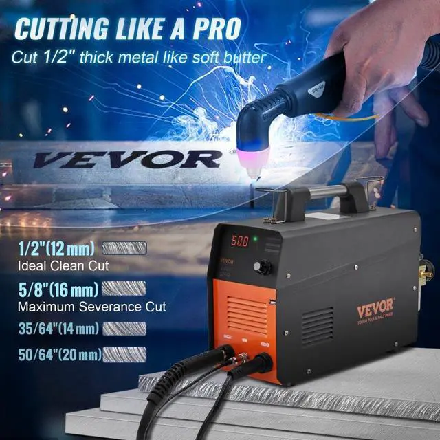 Alt view image 3 of 8 - VEVOR Plasma Cutter, 50Amp, Air Cutting Machine with Plasma Torch, 110V/220V Dual Voltage AC IGBT Inverter Metal Cutting Equipment for 1/2" Clean Cut Aluminum and Stainless Steel, Black