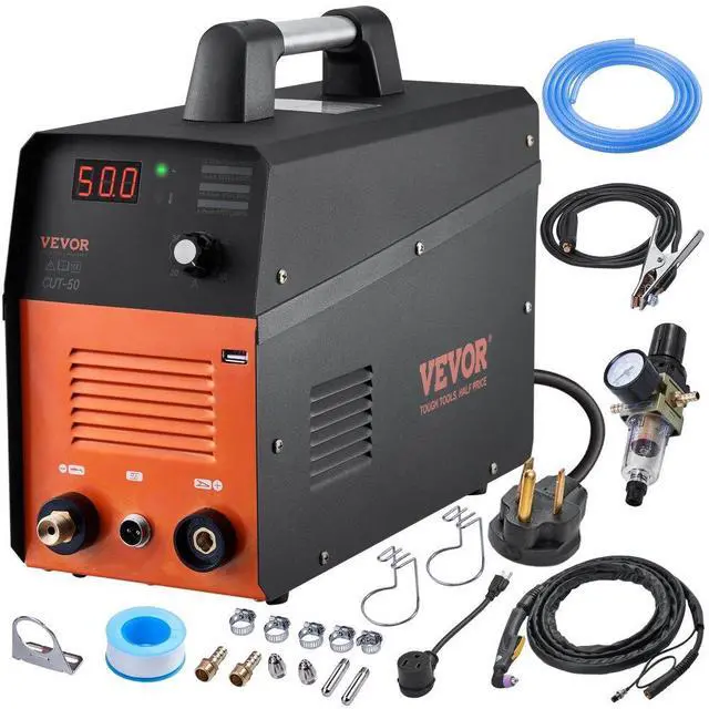 Alt view image 2 of 8 - VEVOR Plasma Cutter, 50Amp, Air Cutting Machine with Plasma Torch, 110V/220V Dual Voltage AC IGBT Inverter Metal Cutting Equipment for 1/2" Clean Cut Aluminum and Stainless Steel, Black