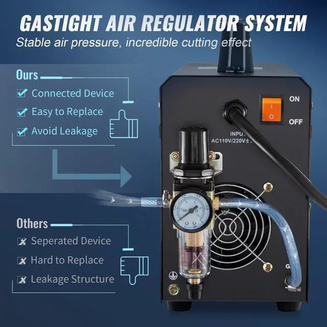 Alt view image 6 of 8 - VEVOR Plasma Cutter, 50Amp, Air Cutting Machine with Plasma Torch, 110V/220V Dual Voltage AC IGBT Inverter Metal Cutting Equipment for 1/2" Clean Cut Aluminum and Stainless Steel, Black