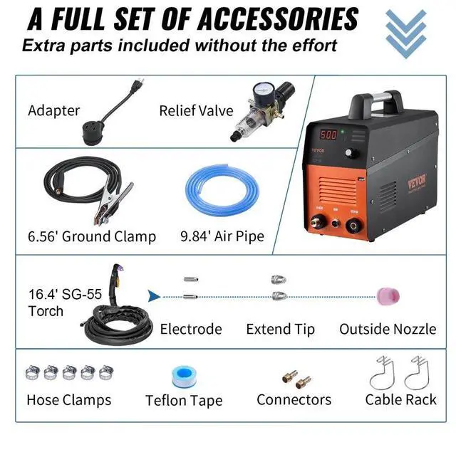 Alt view image 7 of 8 - VEVOR Plasma Cutter, 50Amp, Air Cutting Machine with Plasma Torch, 110V/220V Dual Voltage AC IGBT Inverter Metal Cutting Equipment for 1/2" Clean Cut Aluminum and Stainless Steel, Black