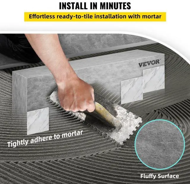 Alt view image 7 of 15 - VEVOR Tile Shower Seat, 47.2" x 16" x 20" Ready to Tile Shower Seat, Factory Waterproof & 100% Leak Proof Tileable Shower Corner Seat, 440lbs Load-Bearing Rectangular Board Shower Bench, Grey