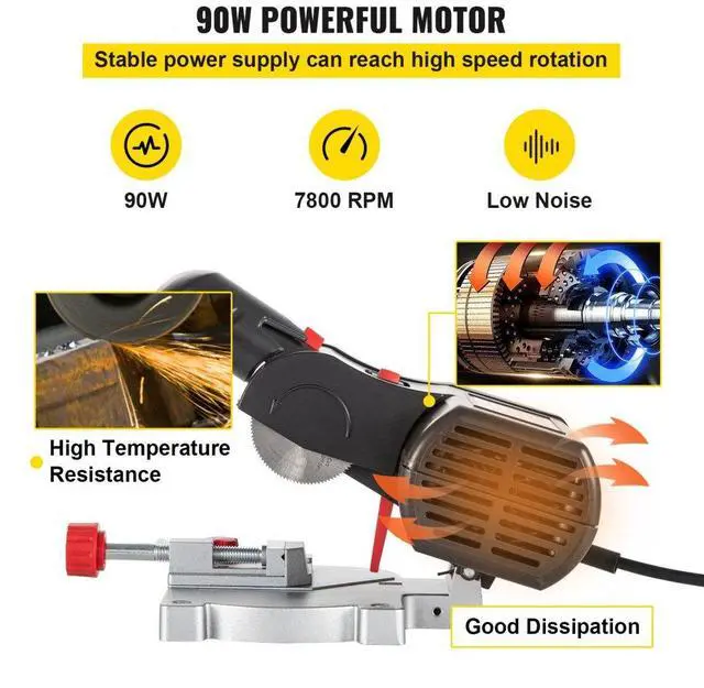 Alt view image 6 of 8 - VEVOR Mini Miter Cut-off Chop Saw, Two 2-5/16" Blade of Steel and Resin with 1/2" Cutting Depth, 0~45 Benchtop Miter Saw for Copper, Aluminum, Wood, Zinc in Hobby Craft
