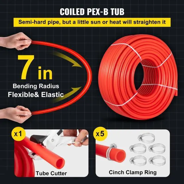Alt view image 5 of 8 - VEVOR PEX Pipe, 1 Inch x 500 FT PEX Tubing, Non Oxygen Barrier Red PEX-B Pipe, Flexible PEX Water Line for RV Sewer Hose, Plumbing, Radiant Heating