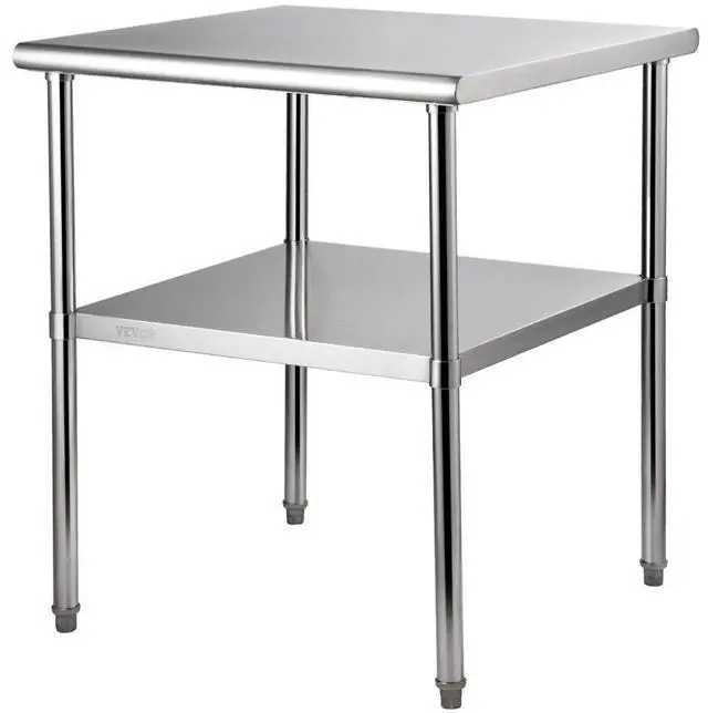Alt view image 2 of 8 - VEVOR Stainless Steel Prep Table, 30 x 30 x 36 Inch, 800lbs Load Capacity Heavy Duty Metal Worktable with Adjustable Undershelf & Feet, Commercial Workstation for Kitchen Garage Restaurant Backyard